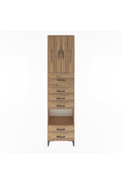 Arges Dolap 3 Raflı 6 Çekmeceli 2 Kapaklı 60x30x243 Çam-Çam