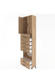 Arges Dolap 3 Raflı 6 Çekmeceli 2 Kapaklı 60x30x243 Çam-Çam