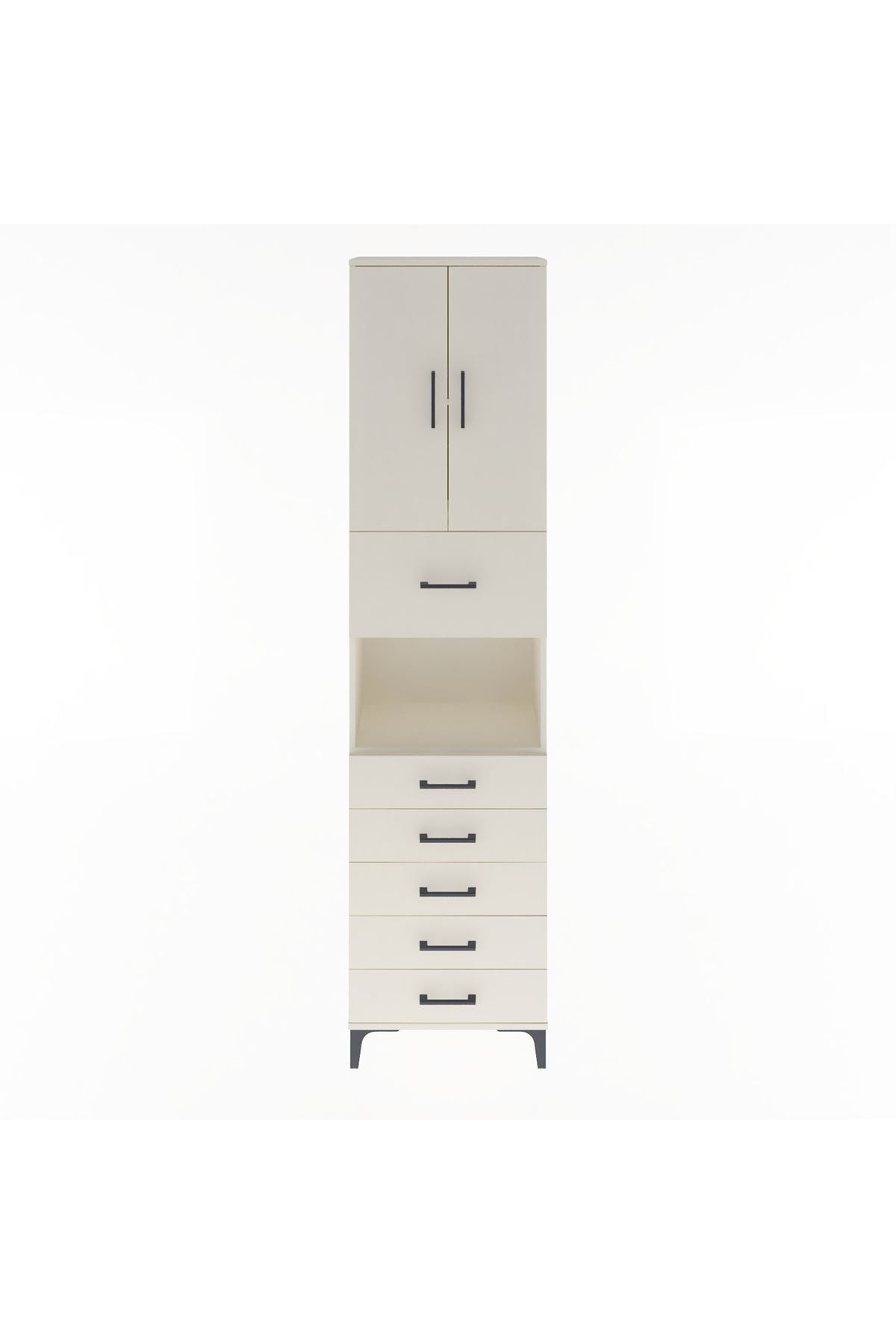 Arges Dolap 3 Raflı 6 Çekmeceli 2 Kapaklı 60x30x243 Aytaşı-Aytaşı