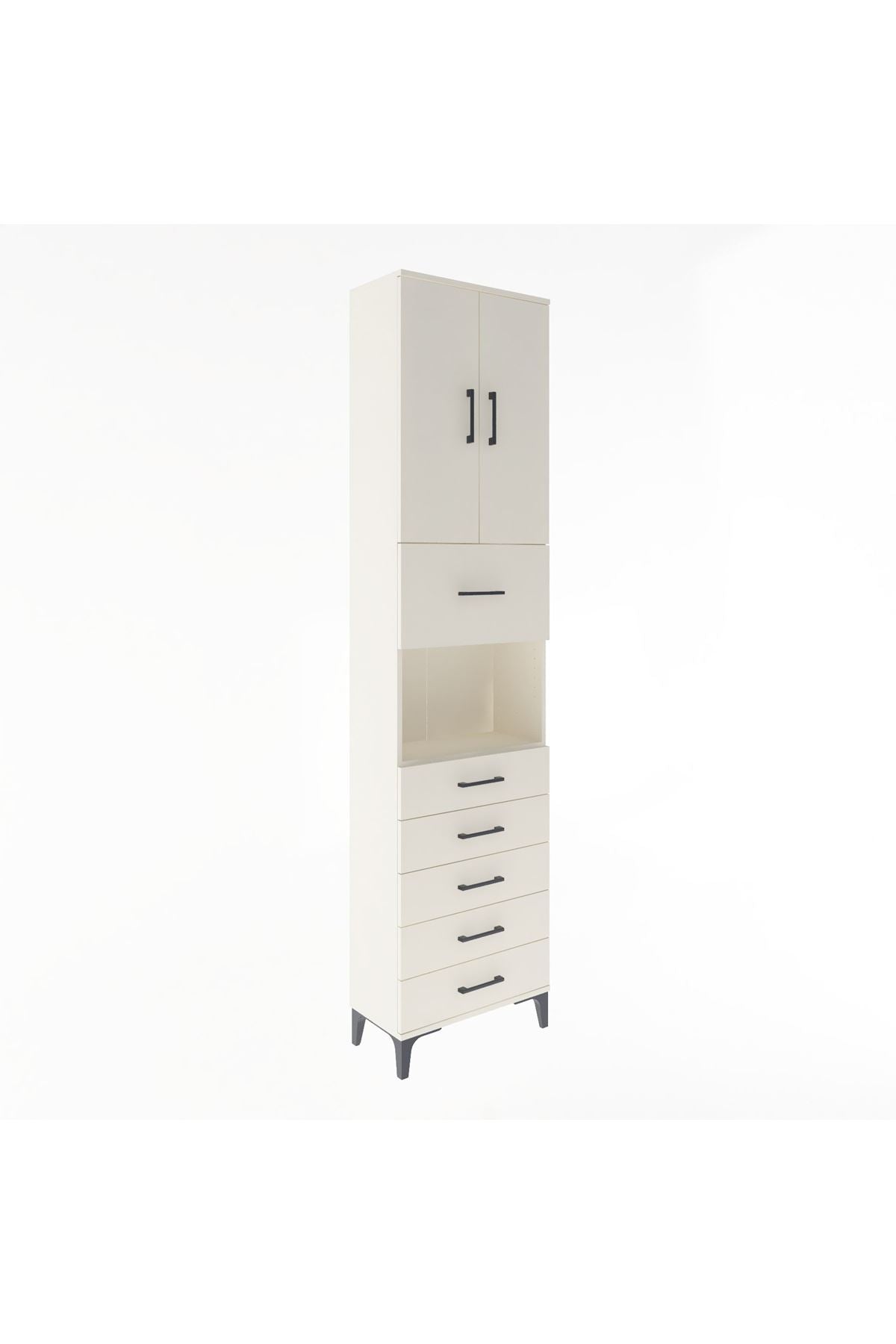 Arges Dolap 3 Raflı 6 Çekmeceli 2 Kapaklı 60x30x243 Aytaşı-Aytaşı