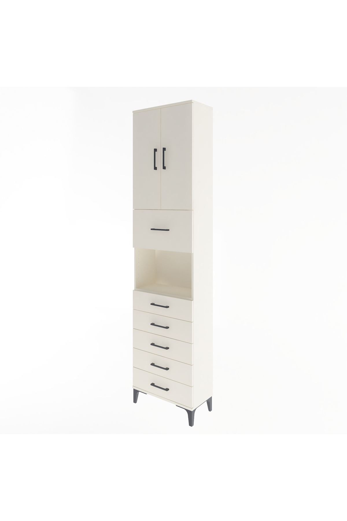 Arges Dolap 3 Raflı 6 Çekmeceli 2 Kapaklı 60x30x243 Aytaşı-Aytaşı