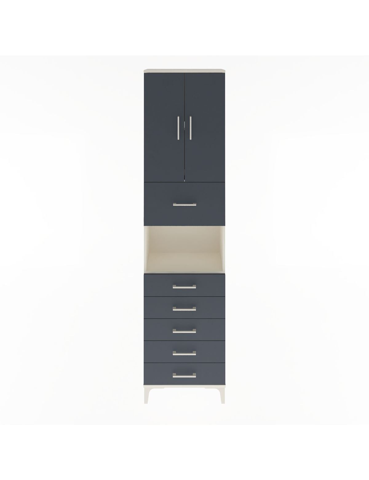 Arges Dolap 3 Raflı 6 Çekmeceli 2 Kapaklı 60x30x243 Aytaşı-Antrasit