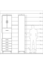 Arges Dolap 3 Raflı 6 Çekmeceli 2 Kapaklı 60x30x243 Aytaşı-Aytaşı