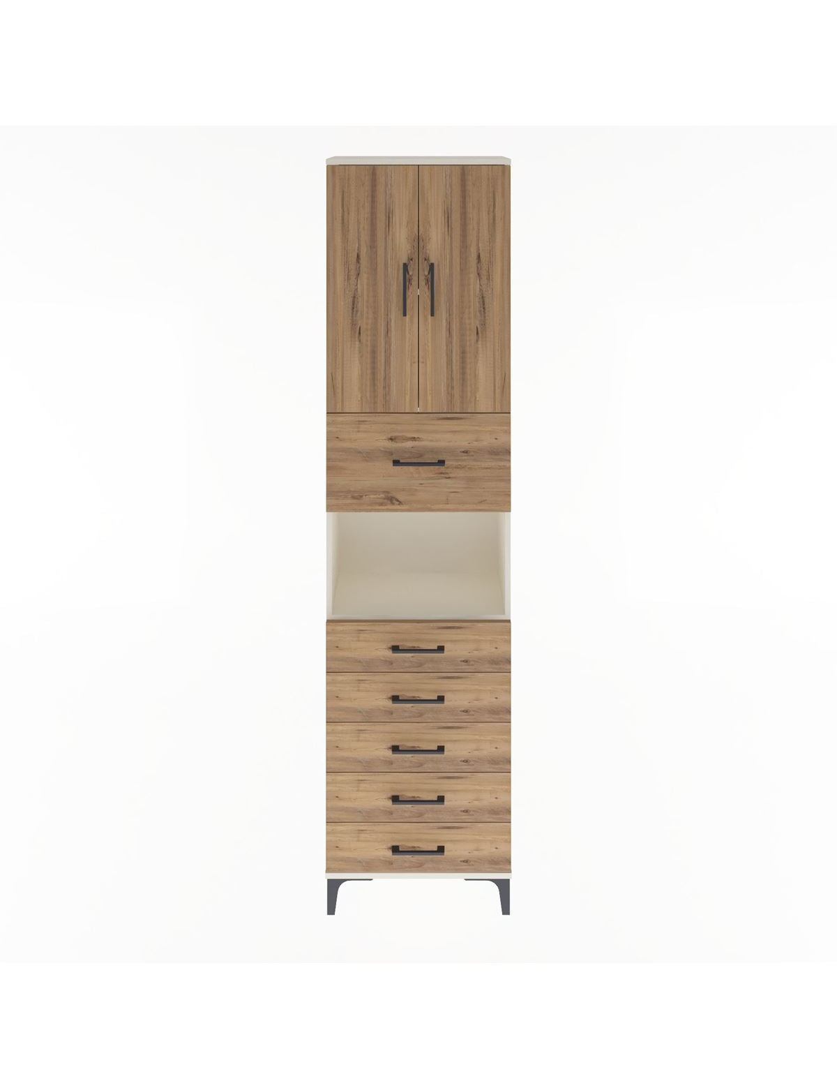 Arges Dolap 3 Raflı 6 Çekmeceli 2 Kapaklı 60x30x243 Aytaşı-Çam