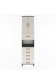 Arges Dolap 3 Raflı 6 Çekmeceli 2 Kapaklı 60x30x243 Antrasit-Aytaşı