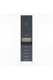 Arges Dolap 3 Raflı 6 Çekmeceli 2 Kapaklı 60x30x243 Antrasit-Antrasit