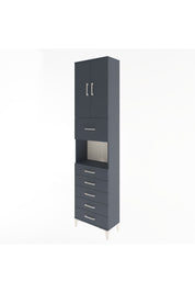 Arges Dolap 3 Raflı 6 Çekmeceli 2 Kapaklı 60x30x243 Antrasit-Antrasit