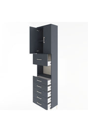 Arges Dolap 3 Raflı 6 Çekmeceli 2 Kapaklı 60x30x243 Antrasit-Antrasit