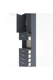 Arges Dolap 3 Raflı 6 Çekmeceli 2 Kapaklı 60x30x243 Antrasit-Antrasit