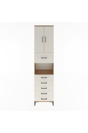 Arges Dolap 3 Raflı 6 Çekmeceli 2 Kapaklı 60x30x243 Çam-Aytaşı