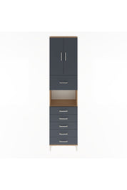 Arges Dolap 3 Raflı 6 Çekmeceli 2 Kapaklı 60x30x243 Çam-Antrasit