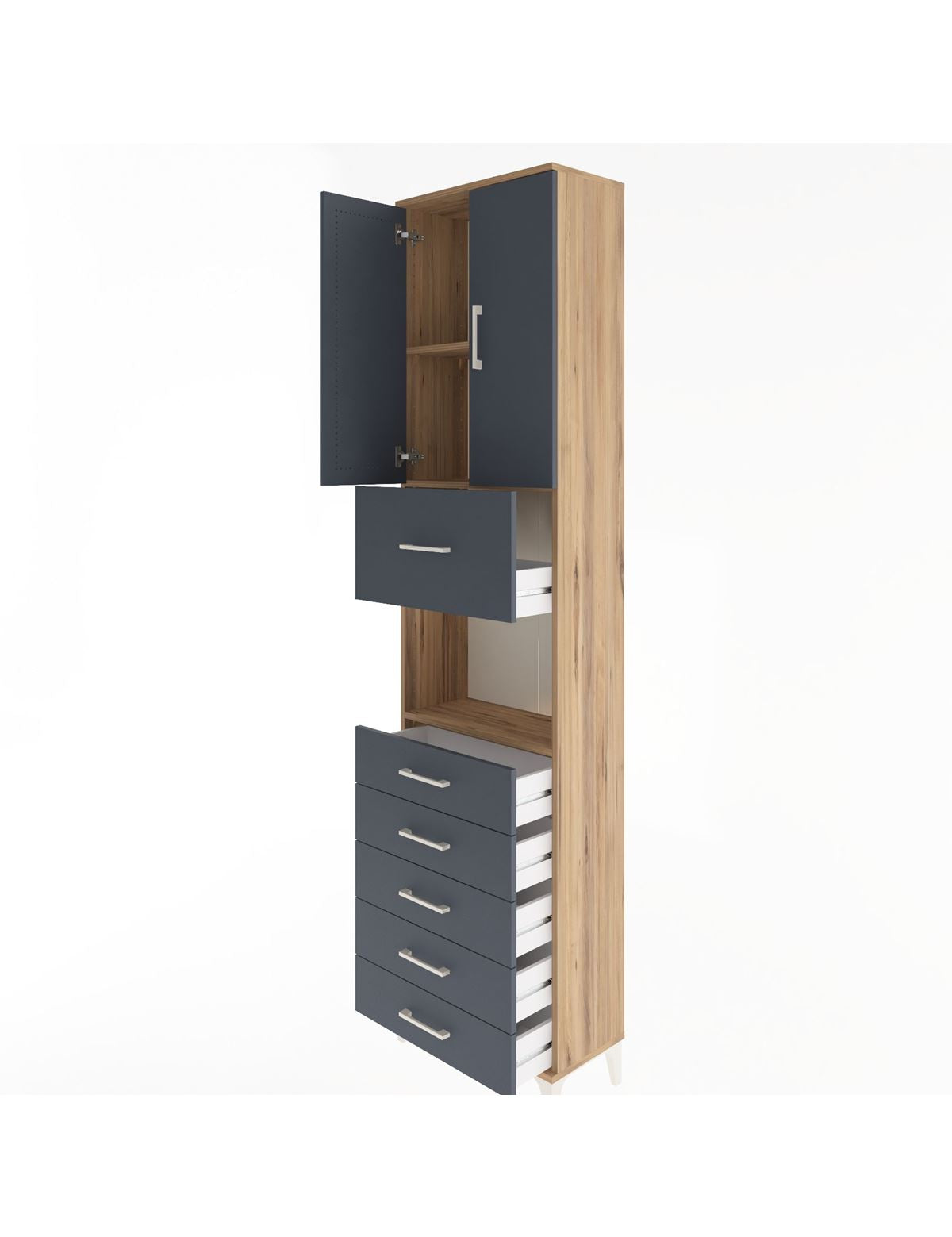 Arges Dolap 3 Raflı 6 Çekmeceli 2 Kapaklı 60x30x243 - S32M047V8A