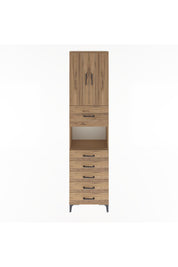 Arges Dolap 3 Raflı 6 Çekmeceli 2 Kapaklı 60x30x243 Çam-Çam