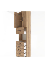 Arges Dolap 3 Raflı 6 Çekmeceli 2 Kapaklı 60x30x243 Çam-Çam