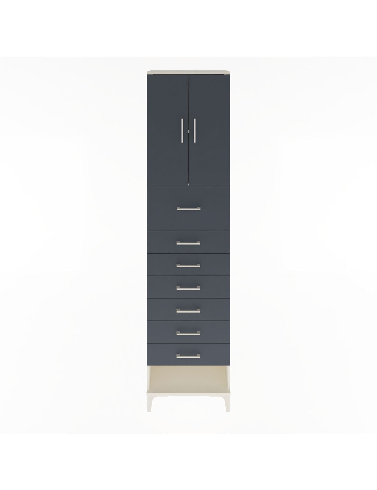 Arges Dolap 2 Raflı 7 Çekmeceli 2 Kapaklı 60x30x243 Aytaşı-Antrasit