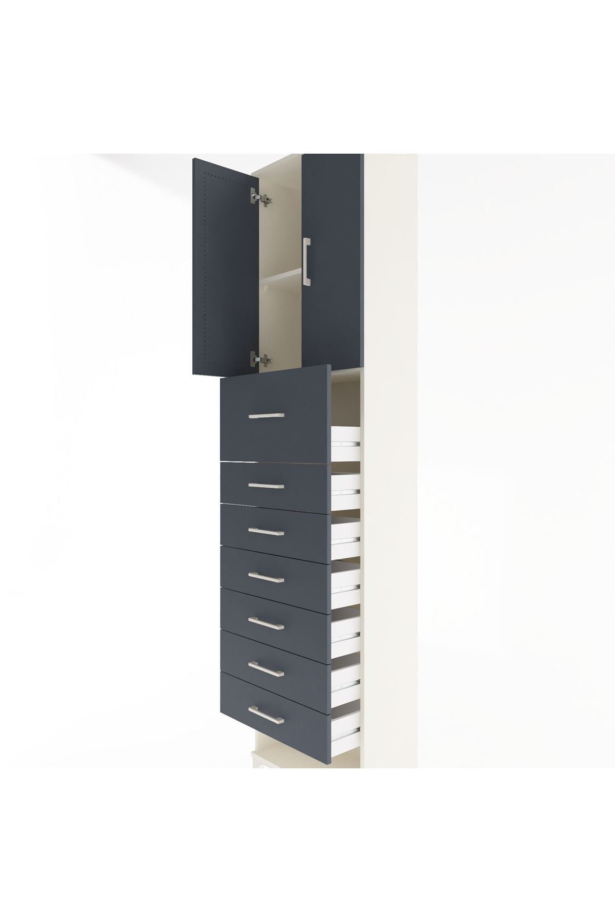 Arges Dolap 2 Raflı 7 Çekmeceli 2 Kapaklı 60x30x243 Aytaşı-Antrasit