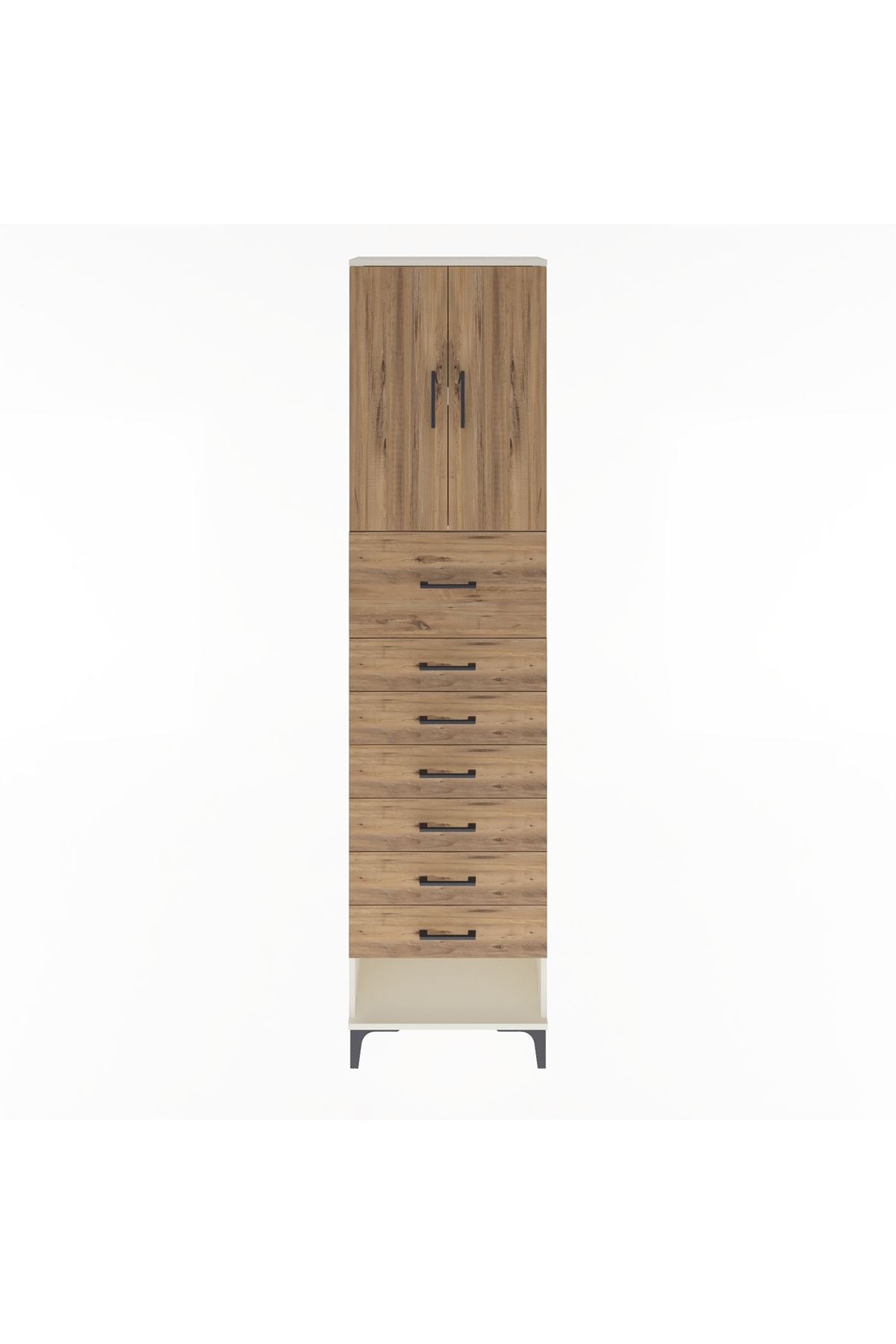 Arges Dolap 2 Raflı 7 Çekmeceli 2 Kapaklı 60x30x243 Aytaşı-Çam