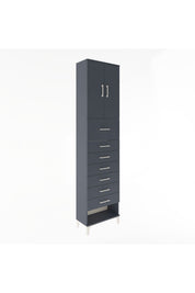 Arges Dolap 2 Raflı 7 Çekmeceli 2 Kapaklı 60x30x243 Antrasit-Antrasit