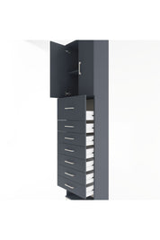 Arges Dolap 2 Raflı 7 Çekmeceli 2 Kapaklı 60x30x243 Antrasit-Antrasit