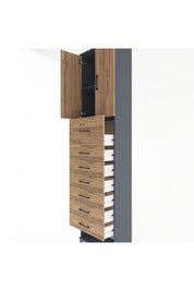 Arges Dolap 2 Raflı 7 Çekmeceli 2 Kapaklı 60x30x243 Antrasit-Çam