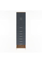 Arges Dolap 2 Raflı 7 Çekmeceli 2 Kapaklı 60x30x243 Çam-Antrasit