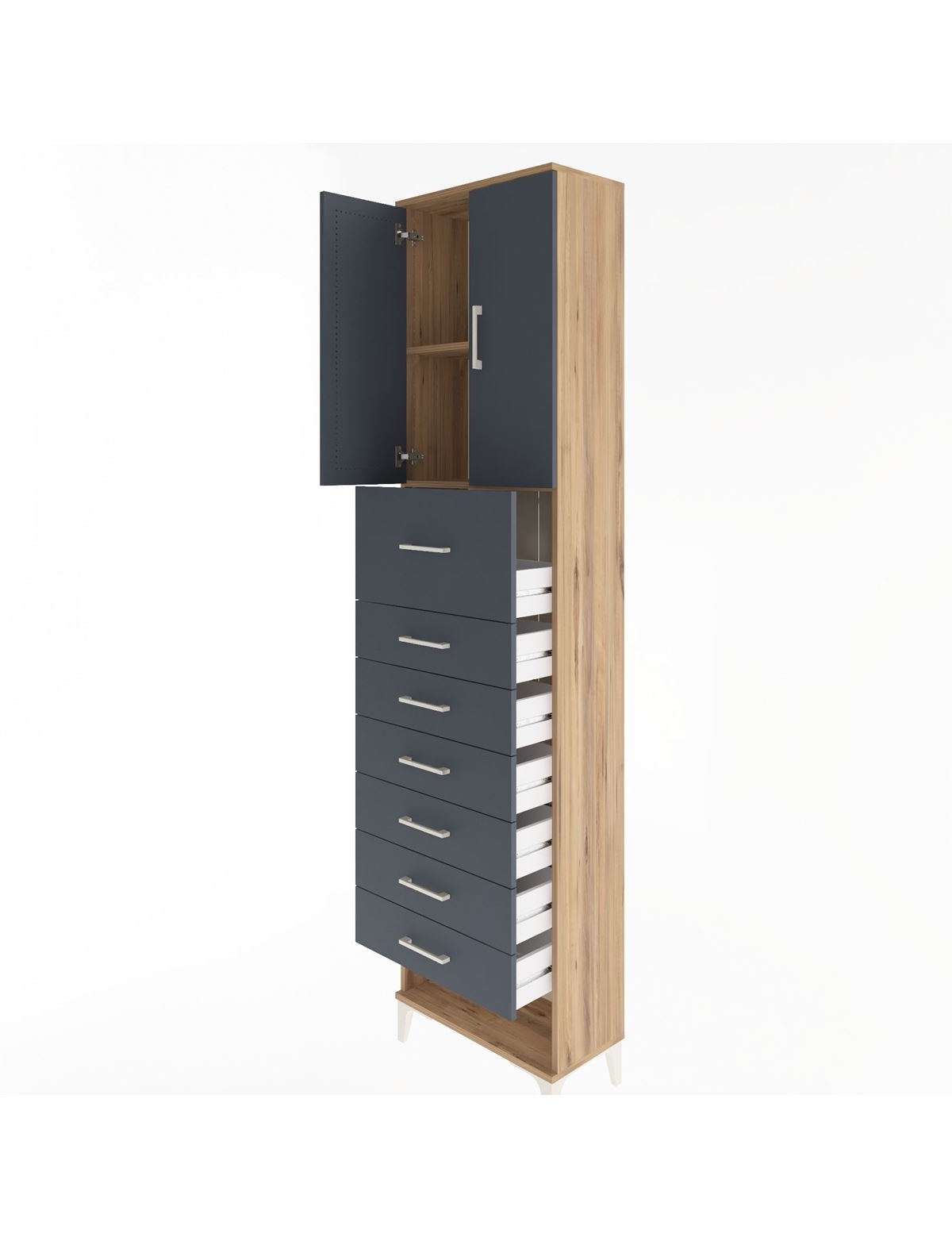 Arges Dolap 2 Raflı 7 Çekmeceli 2 Kapaklı 60x30x243 - S32M048V8A