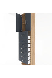 Arges Dolap 2 Raflı 7 Çekmeceli 2 Kapaklı 60x30x243 Çam-Antrasit