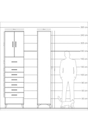 Arges Dolap 2 Raflı 7 Çekmeceli 2 Kapaklı 60x30x243 Çam-Antrasit