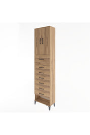 Arges Dolap 2 Raflı 7 Çekmeceli 2 Kapaklı 60x30x243 Çam-Çam