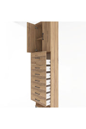 Arges Dolap 2 Raflı 7 Çekmeceli 2 Kapaklı 60x30x243 Çam-Çam