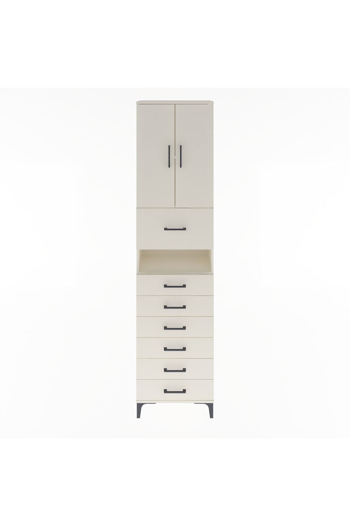 Arges Dolap 3 Raflı 6 Çekmeceli 2 Kapaklı 60x30x243 Aytaşı-Aytaşı