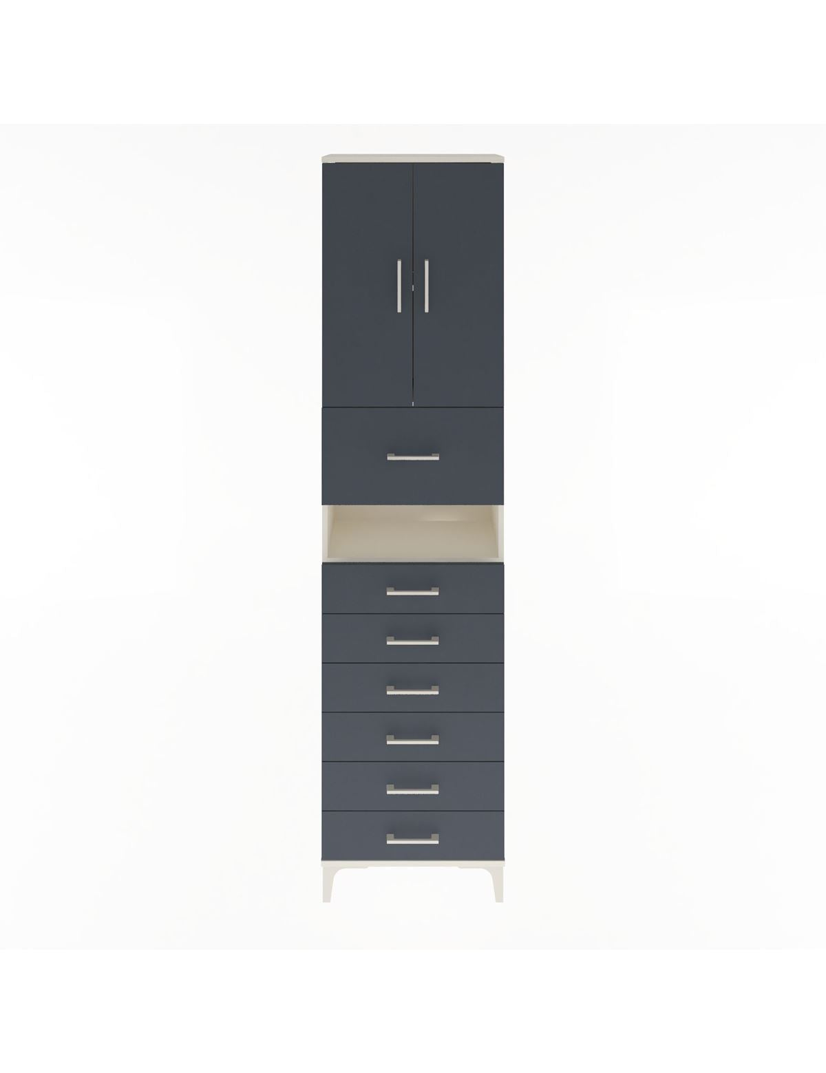 Arges Dolap 3 Raflı 6 Çekmeceli 2 Kapaklı 60x30x243 Aytaşı-Antrasit