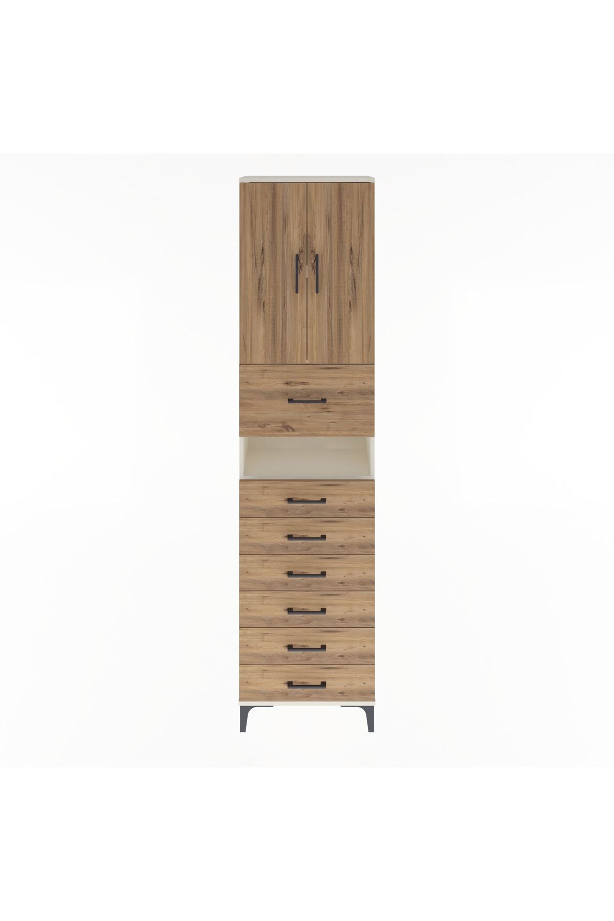 Arges Dolap 3 Raflı 6 Çekmeceli 2 Kapaklı 60x30x243 Aytaşı-Çam