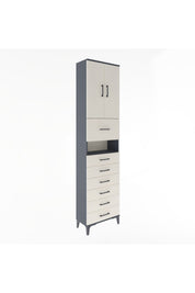 Arges Dolap 3 Raflı 6 Çekmeceli 2 Kapaklı 60x30x243 Antrasit-Aytaşı