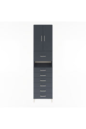 Arges Dolap 3 Raflı 6 Çekmeceli 2 Kapaklı 60x30x243 Antrasit-Antrasit