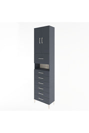 Arges Dolap 3 Raflı 6 Çekmeceli 2 Kapaklı 60x30x243 Antrasit-Antrasit