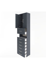 Arges Dolap 3 Raflı 6 Çekmeceli 2 Kapaklı 60x30x243 Antrasit-Antrasit