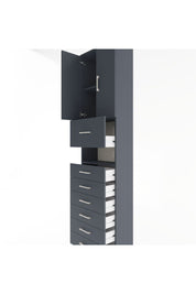 Arges Dolap 3 Raflı 6 Çekmeceli 2 Kapaklı 60x30x243 Antrasit-Antrasit