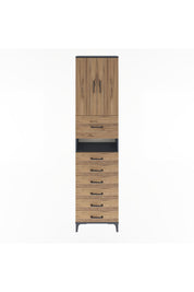 Arges Dolap 3 Raflı 6 Çekmeceli 2 Kapaklı 60x30x243 Antrasit-Çam