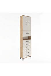 Arges Dolap 3 Raflı 6 Çekmeceli 2 Kapaklı 60x30x243 Çam-Aytaşı