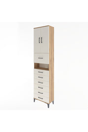 Arges Dolap 3 Raflı 6 Çekmeceli 2 Kapaklı 60x30x243 Çam-Aytaşı