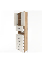 Arges Dolap 3 Raflı 6 Çekmeceli 2 Kapaklı 60x30x243 Çam-Aytaşı