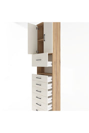 Arges Dolap 3 Raflı 6 Çekmeceli 2 Kapaklı 60x30x243 Çam-Aytaşı