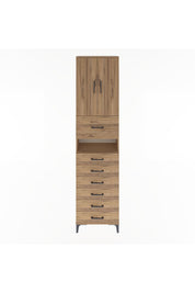 Arges Dolap 3 Raflı 6 Çekmeceli 2 Kapaklı 60x30x243 Çam-Çam