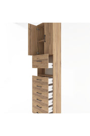 Arges Dolap 3 Raflı 6 Çekmeceli 2 Kapaklı 60x30x243 Çam-Çam