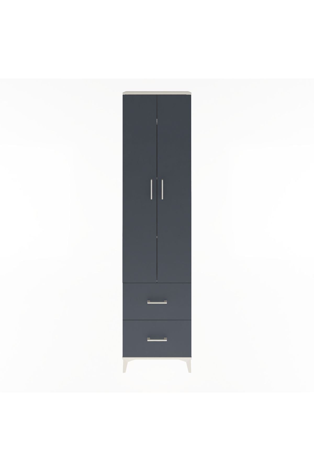 Arges Dolap 4 Raflı 2 Çekmeceli 2 Kapaklı 60x30x243 Aytaşı-Antrasit