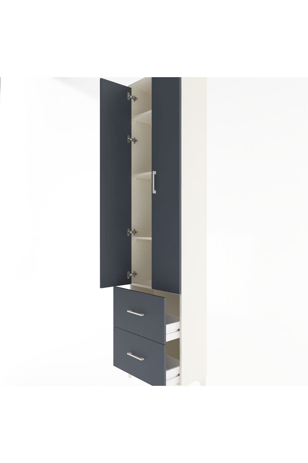 Arges Dolap 4 Raflı 2 Çekmeceli 2 Kapaklı 60x30x243 Aytaşı-Antrasit