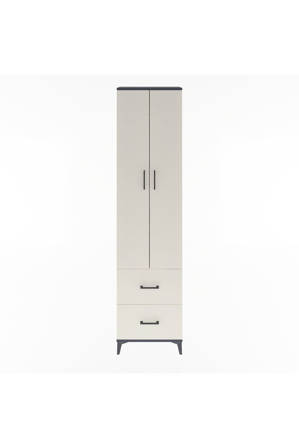 Arges Dolap 4 Raflı 2 Çekmeceli 2 Kapaklı 60x30x243 Antrasit-Aytaşı