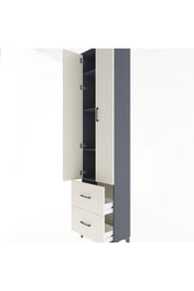 Arges Dolap 4 Raflı 2 Çekmeceli 2 Kapaklı 60x30x243 Antrasit-Aytaşı