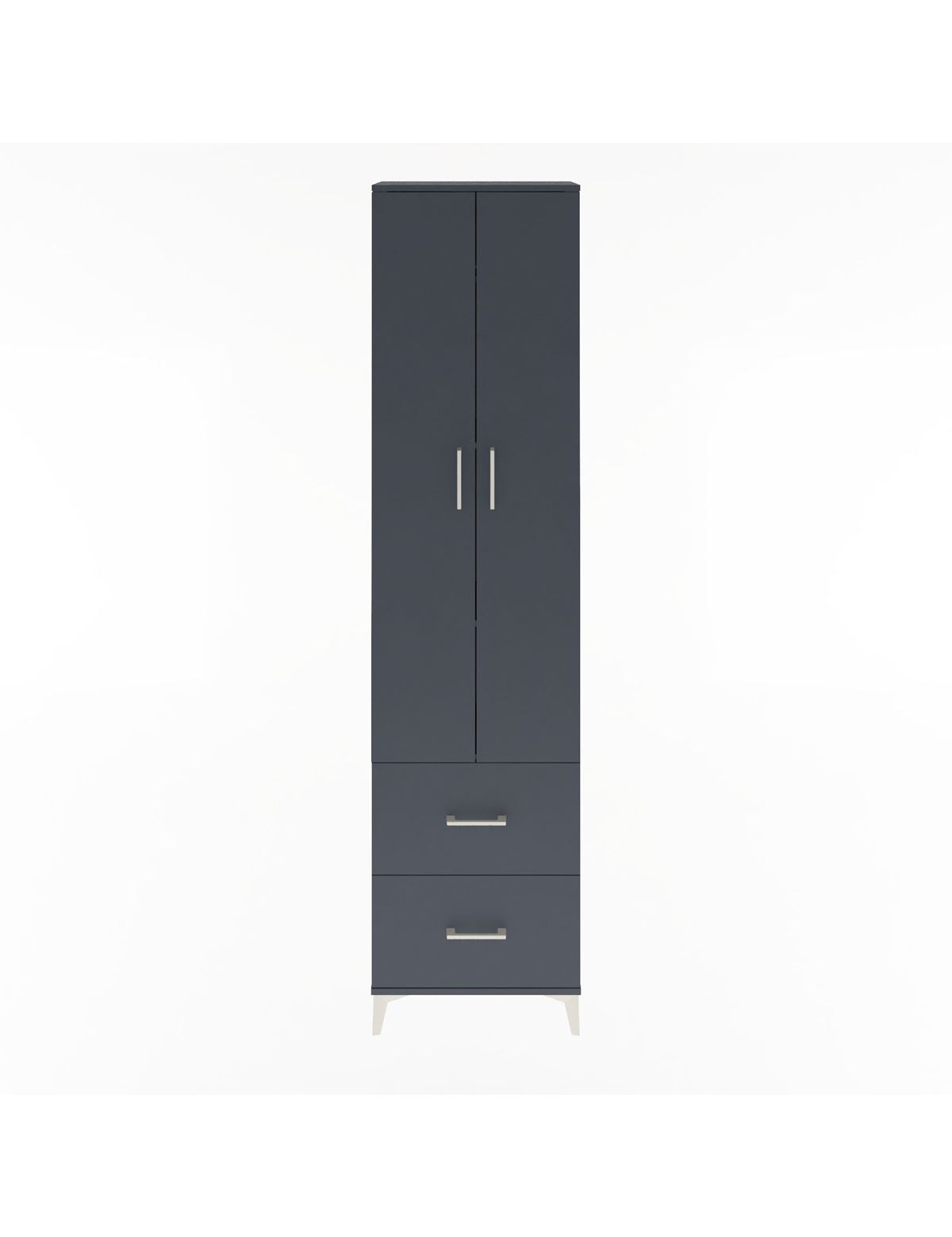 Arges Dolap 4 Raflı 2 Çekmeceli 2 Kapaklı 60x30x243 Antrasit-Antrasit